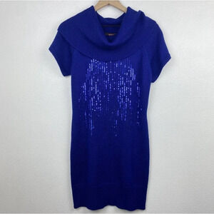 Victor by Victor Alfaro Dress Womens Medium Blue Wool Blend Sweater Dress Ladies